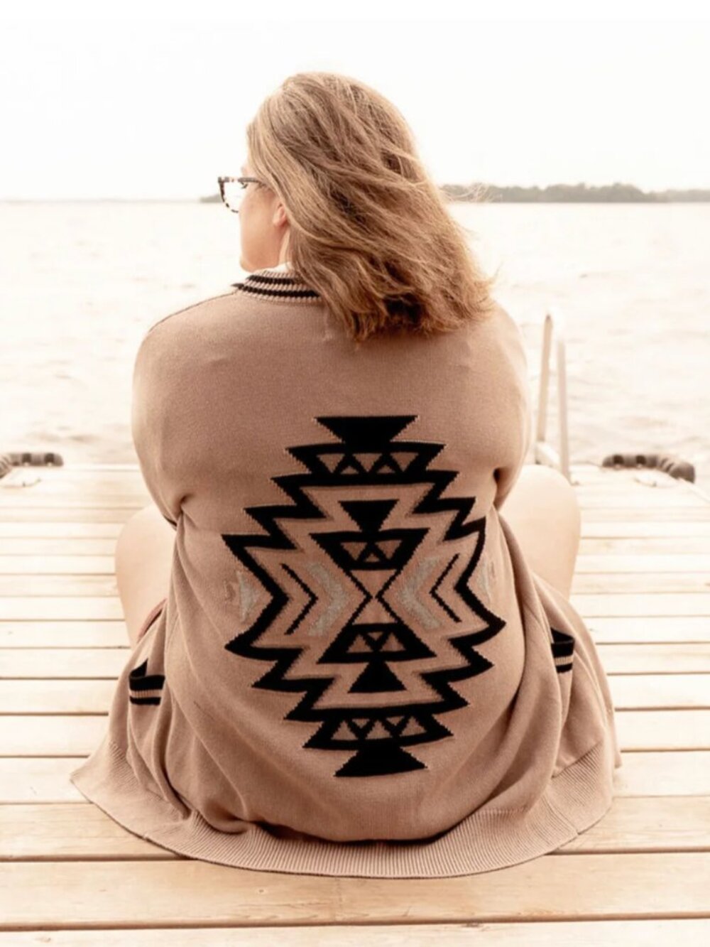 Canoe & Lake Southwest Dockside Knit Cardigan Sand L